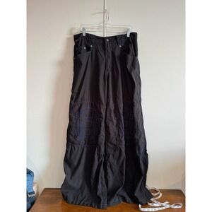 Vintage Kikwear K-NET Pants Mens 34x32 Black Cargo Wide Leg Baggy Rave Y2K